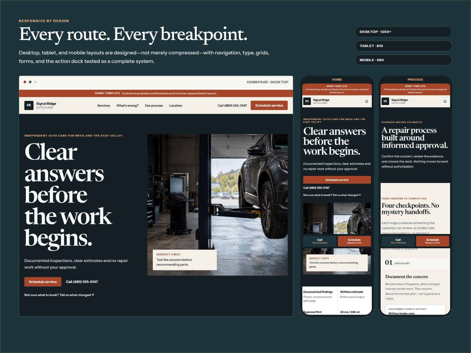 Signal Ridge desktop and mobile responsive layouts