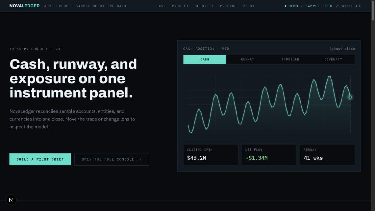 NovaLedger fintech concept prototype